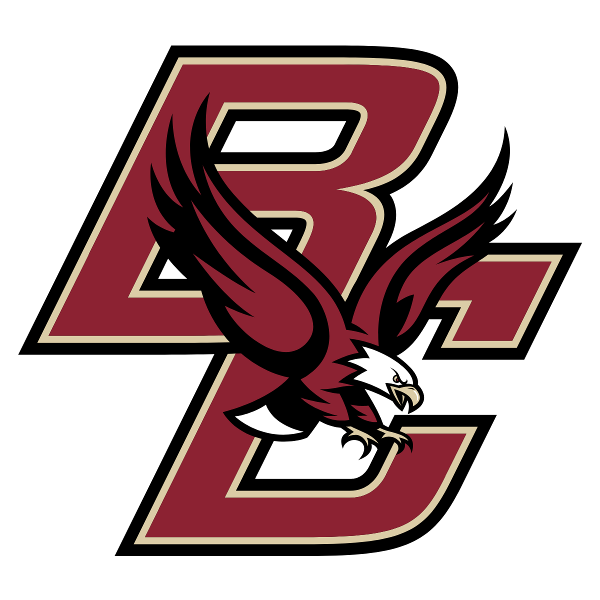 Logo featuring the maroon and gold letters BC with a maroon and white eagle flying in front, wings spread and claws extended, representing Boston College in partnership with TPH Academy.