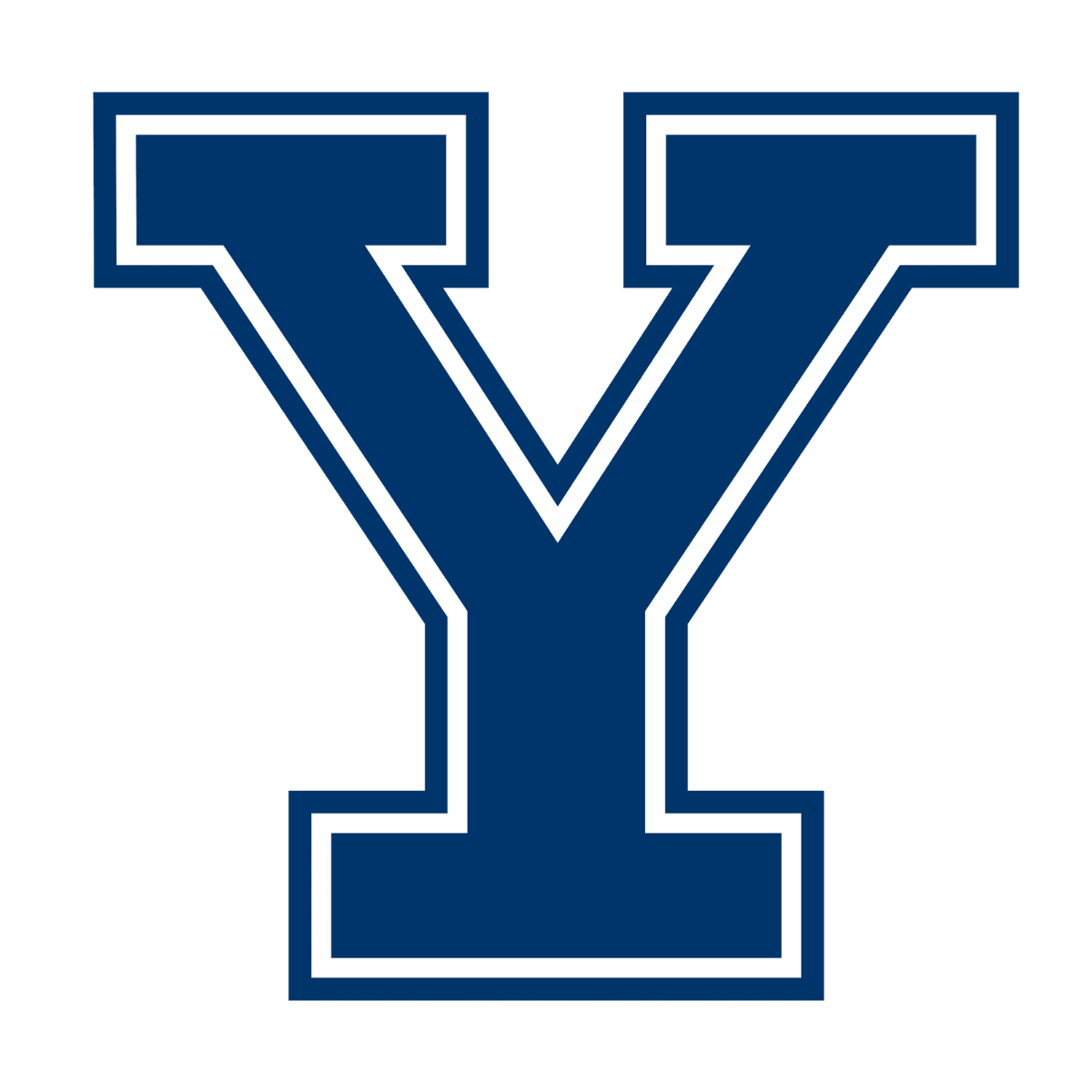 A large, bold, uppercase letter Y outlined in white and filled with dark blue, reminiscent of the Yale University logo, also evokes the prestigious branding seen at TPH Academy.