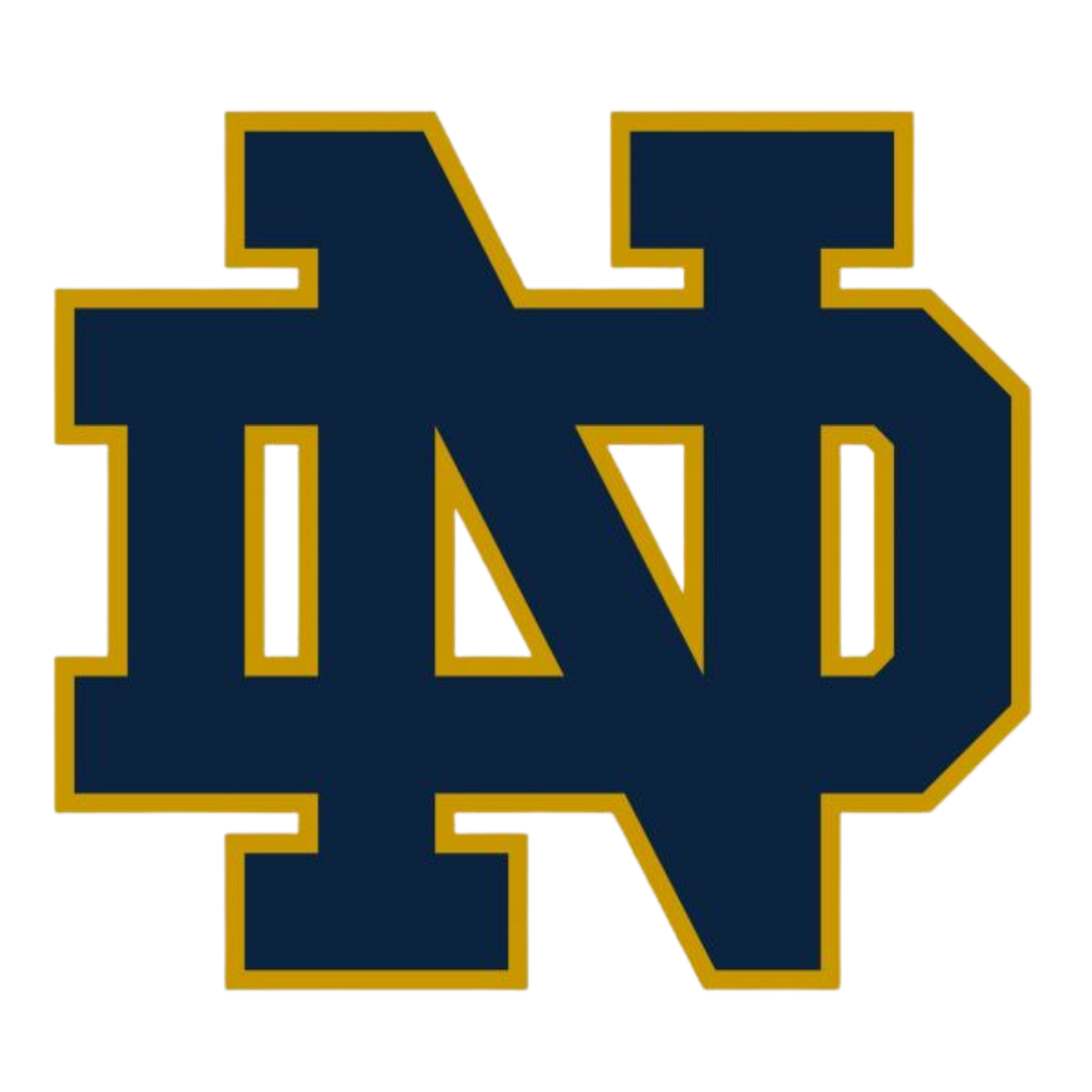 The image shows the interlocking ND logo of the University of Notre Dame, colored in dark blue with a gold outline, as seen during joint events with TPH Academy.